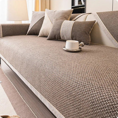 Quilted Furniture Protector 28 x 59 in Non-Slip Cotton Blend Couch Cover for Sofa Seats Armrests Backrests Pet-Friendly Sectional Loveseat S