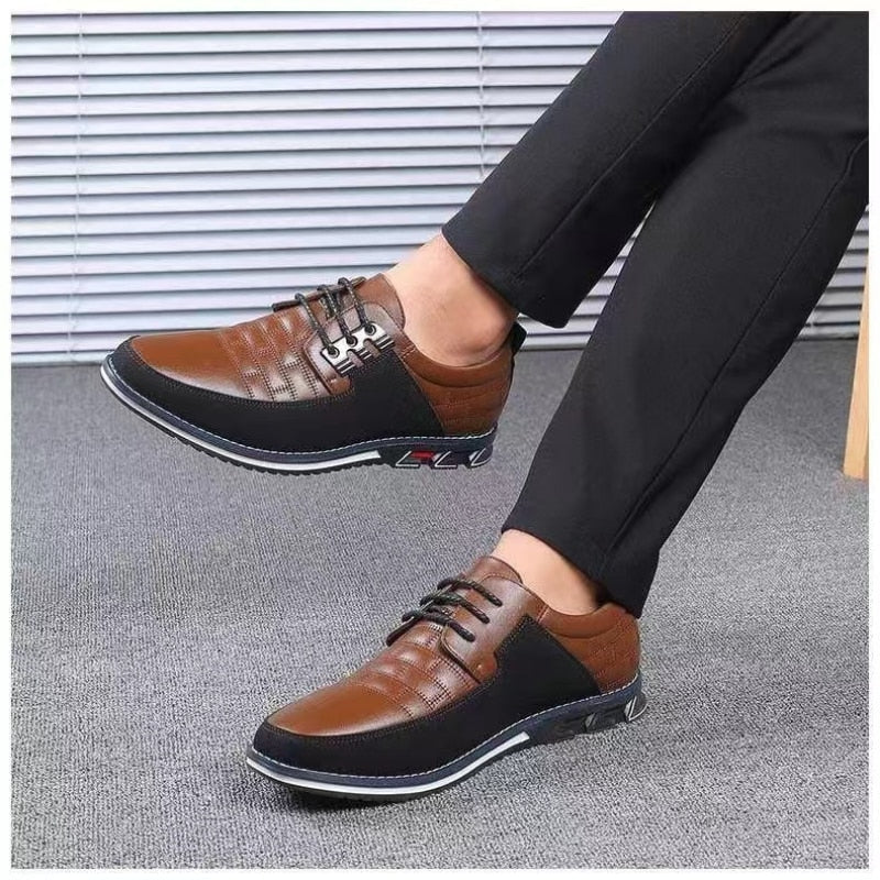 Men's Genuine Leather Slip-On Loafers – Perforated Dress Shoes for Work & Casual Wear