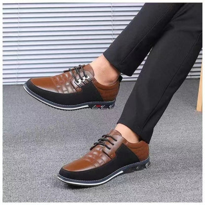 Men's Genuine Leather Slip-On Loafers – Perforated Dress Shoes for Work & Casual Wear