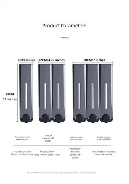 500 ml Wall-mounted Soap Dispenser with 1, 2, or 3 Chambers
