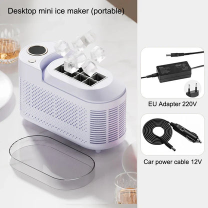 Countertop Ice Maker Machine 120W Rapid Cube Production Portable Travel Bar Office Kitchen Caravan Camping Beverage Chilling Appliance Light