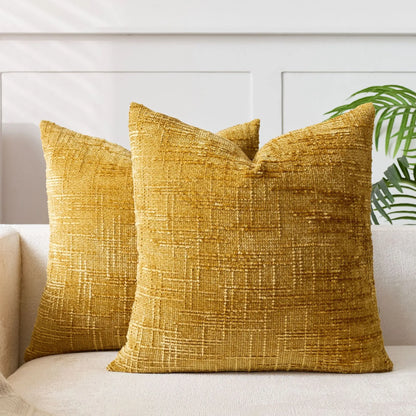 Plush Chenille Pillow Case 18 in Textured Bamboo Relief Pattern for Sofa Bed Living Room Bedroom Accent Home Décor Throw Cushion Slipcover