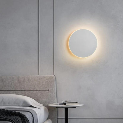 Round LED Sconce 10W Aluminum Fixture 12 Inch Warm White Light for Bedroom Hallway Living Room Modern Minimalist Touch Control or Standard S