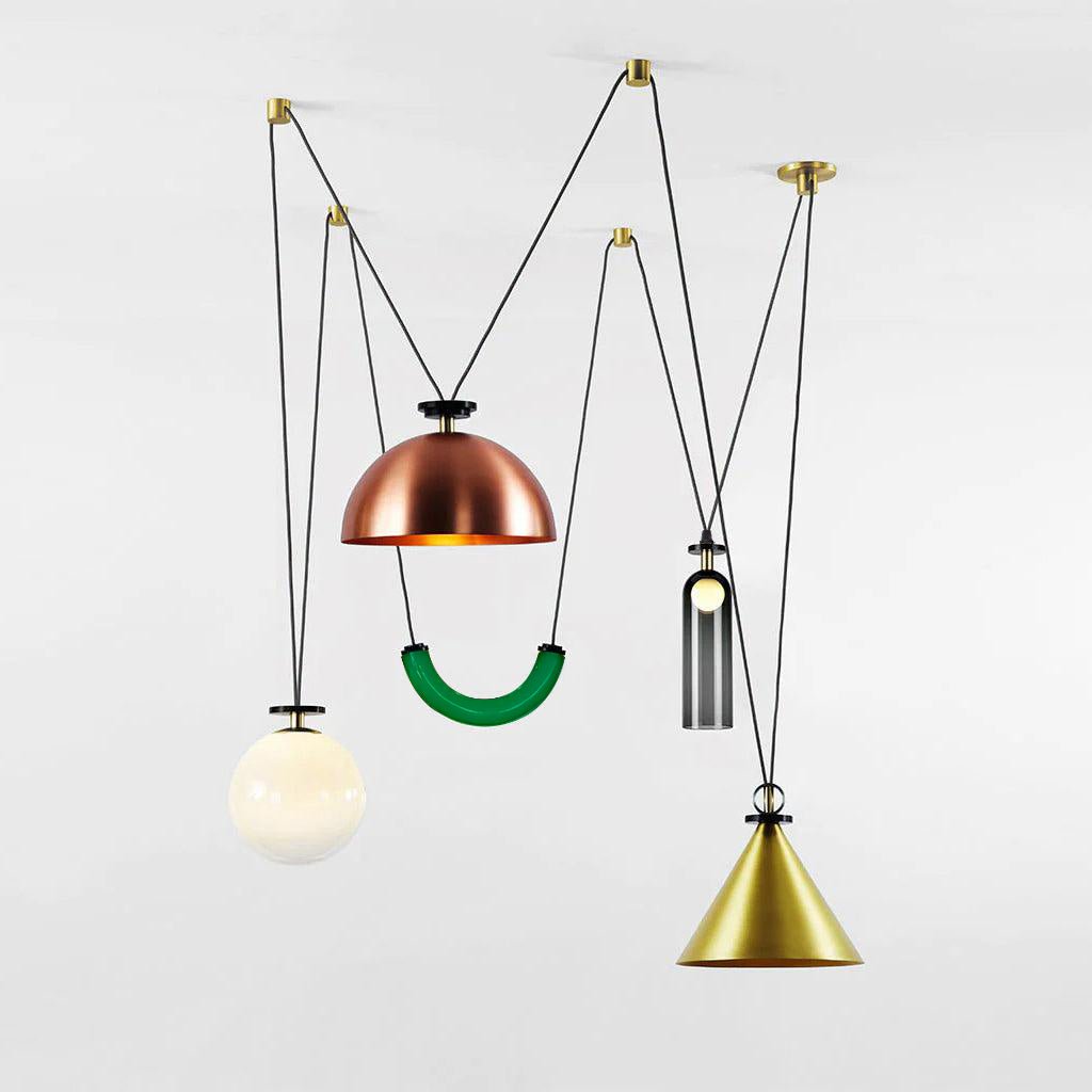 Modular Sculptural Ceiling Light with Adjustable Sections & Custom Finish Options for Dining Room Kitchen Living Room