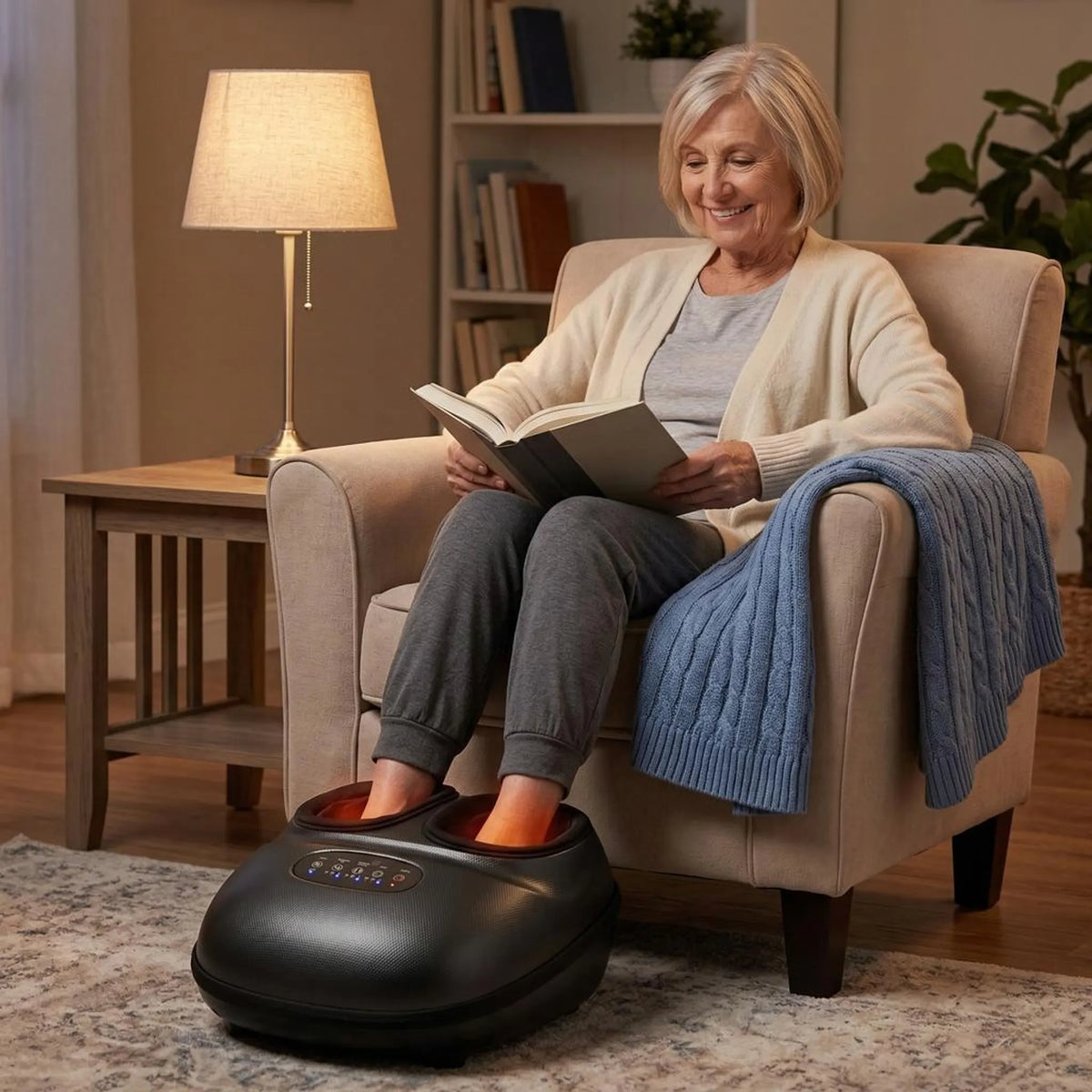 Electric Foot Massager with Rotating Nodes, Dual Heat Settings & Air Pressure for Home Relaxation After Work