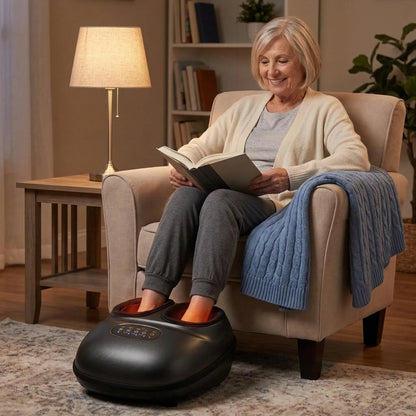 Electric Foot Massager with Rotating Nodes, Dual Heat Settings & Air Pressure for Home Relaxation After Work