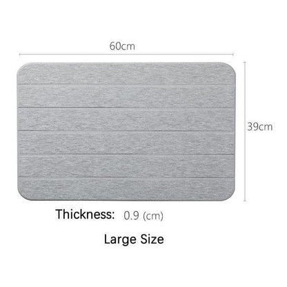 Diatomite Stone Bathroom Floor Mat 24×15 Inch Gray Fast-Drying Anti-Mold Moisture-Absorbing Pad Shower Tub Sink
