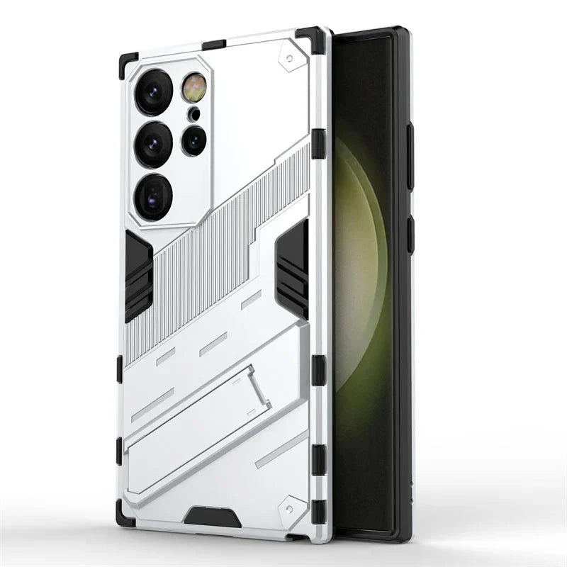 Rugged Protective Phone Case with Built-In Stand for Samsung Galaxy S21-S26 Series – Heavy-Duty Drop Defense, Camera Guard, Anti-Fingerprint