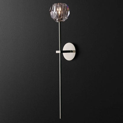 Crystal Globe Wall Sconce Light – Brass & Nickel Options, LED Bulb Included, Contemporary Hallway Lighting for Bedroom Entryway Living Room