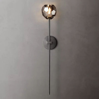 Crystal Globe Wall Sconce Light – Brass & Nickel Options, LED Bulb Included, Contemporary Hallway Lighting for Bedroom Entryway Living Room