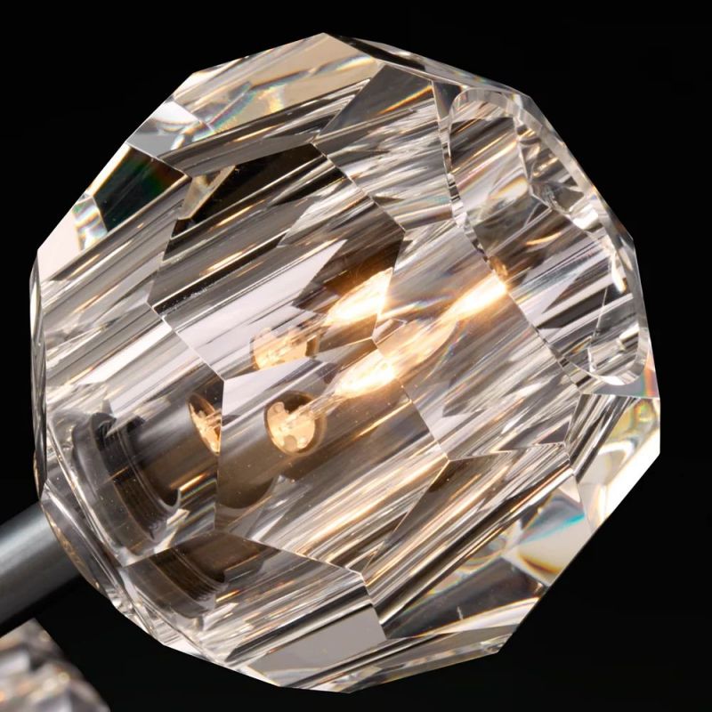 Crystal Globe Wall Sconce Light – Brass & Nickel Options, LED Bulb Included, Contemporary Hallway Lighting for Bedroom Entryway Living Room