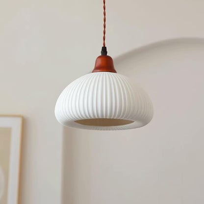 Ceramic Hanging Light Fixture White 9 Inch Diameter Adjustable Cord for Kitchen Island Dining Table Bedroom Restaurant Modern Farmhouse Styl