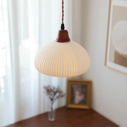 Ceramic Hanging Light Fixture White 9 Inch Diameter Adjustable Cord for Kitchen Island Dining Table Bedroom Restaurant Modern Farmhouse Styl