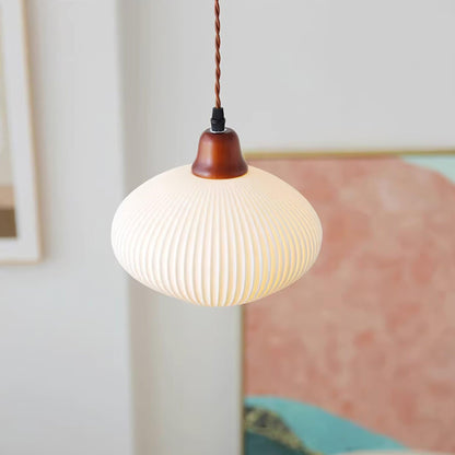Ceramic Hanging Light Fixture White 9 Inch Diameter Adjustable Cord for Kitchen Island Dining Table Bedroom Restaurant Modern Farmhouse Styl