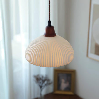 Ceramic Hanging Light Fixture White 9 Inch Diameter Adjustable Cord for Kitchen Island Dining Table Bedroom Restaurant Modern Farmhouse Styl