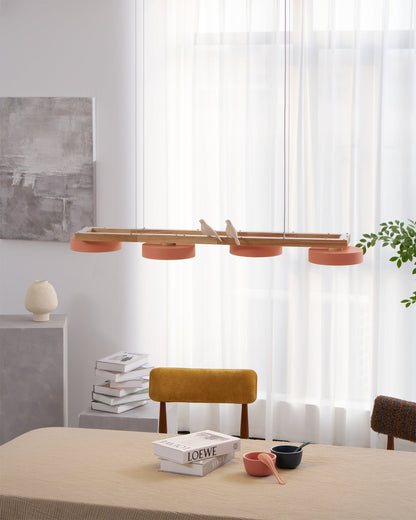 Linear LED Fixture with Bird Accents for Kitchen Island Dining Room 40 in Wooden Hanging Light 1400 Lumens Adjustable Modern Farmhouse Overh