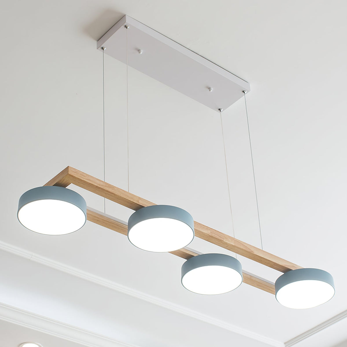 Linear LED Fixture with Bird Accents for Kitchen Island Dining Room 40 in Wooden Hanging Light 1400 Lumens Adjustable Modern Farmhouse Overh