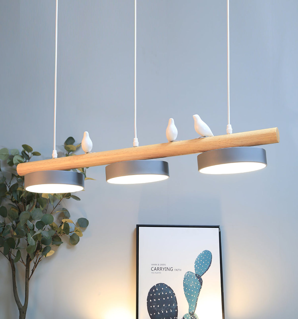 Sculptural Bird Ceiling Light 31 in with Movable Resin Accent LED Dimmable Metal Wood for Dining Room Bedroom Living Room Kitchen Modern Art