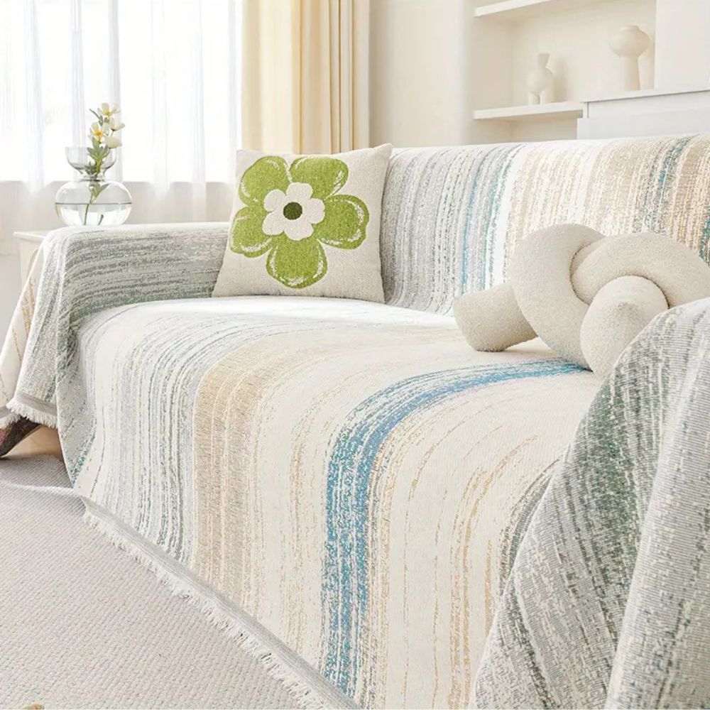 Sierra Sofa Cover - Premium Chenille, Color Striped Design