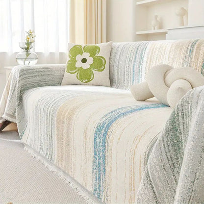 Sierra Sofa Cover - Premium Chenille, Color Striped Design