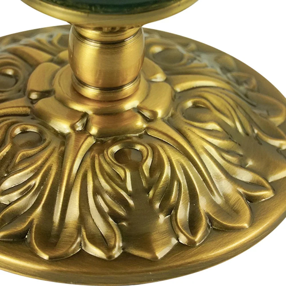 Frosted Glass Accent Lamp 16 Inches Tall Brass Base Bedside Nightstand Light Warm Diffused Illumination Retro Style Desk Lighting