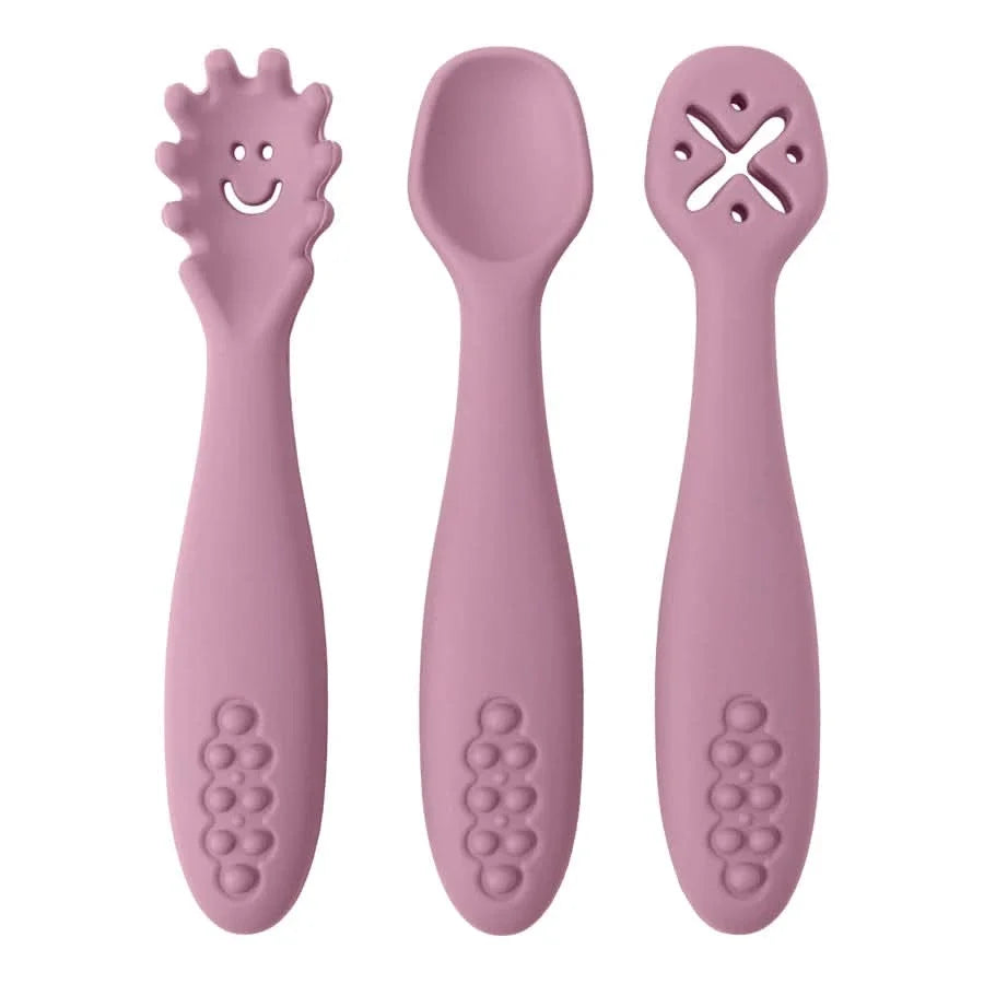 SILIFEED – Silicone baby utensils set 3PCS soft fork and spoon for toddler self-feeding