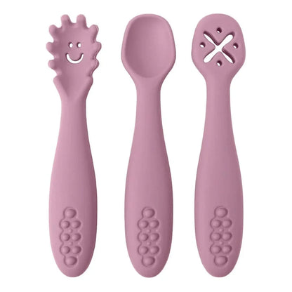 SILIFEED – Silicone baby utensils set 3PCS soft fork and spoon for toddler self-feeding