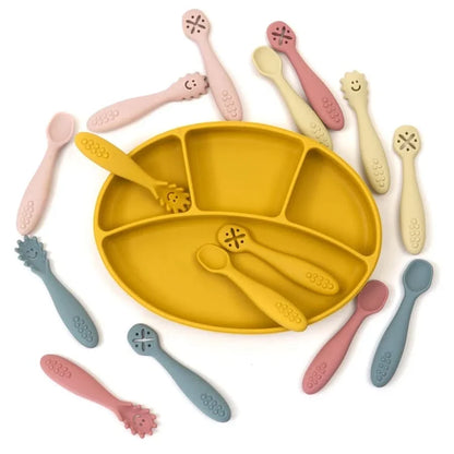 SILIFEED – Silicone baby utensils set 3PCS soft fork and spoon for toddler self-feeding