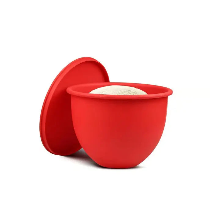 Flexible Bowl Liner for Bread Dough Mixing with Splash Guard and Lid 9.4 Inch Diameter Red Silicone Insert for Kneading Pastry Pizza Baking