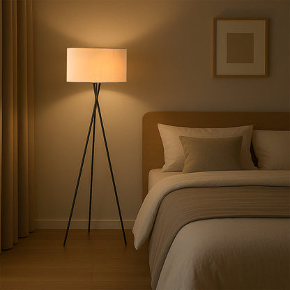 Upright Light with Cloth Shade 16-Inch for Living Room Bedroom & Reading Cozy Ambient Illumination Iron Base Modern Minimalist Home Accent