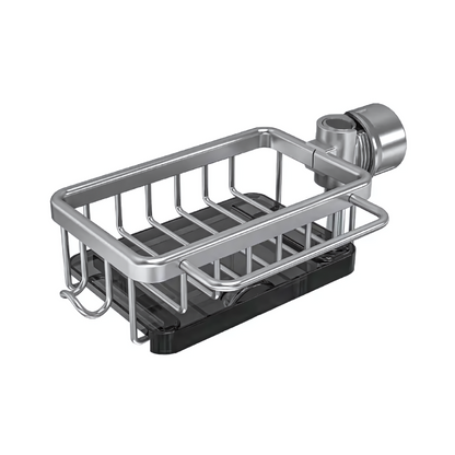 Over-Sink Caddy Organizer with Drainage Slots & Towel Hook for Kitchen Counter Storage