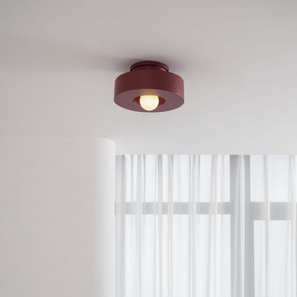 Sculptural Flush Mount Light 12 Inch Geometric Polymer Fixture E26 E27 for Bedroom Living Room Kitchen in Red Green Black