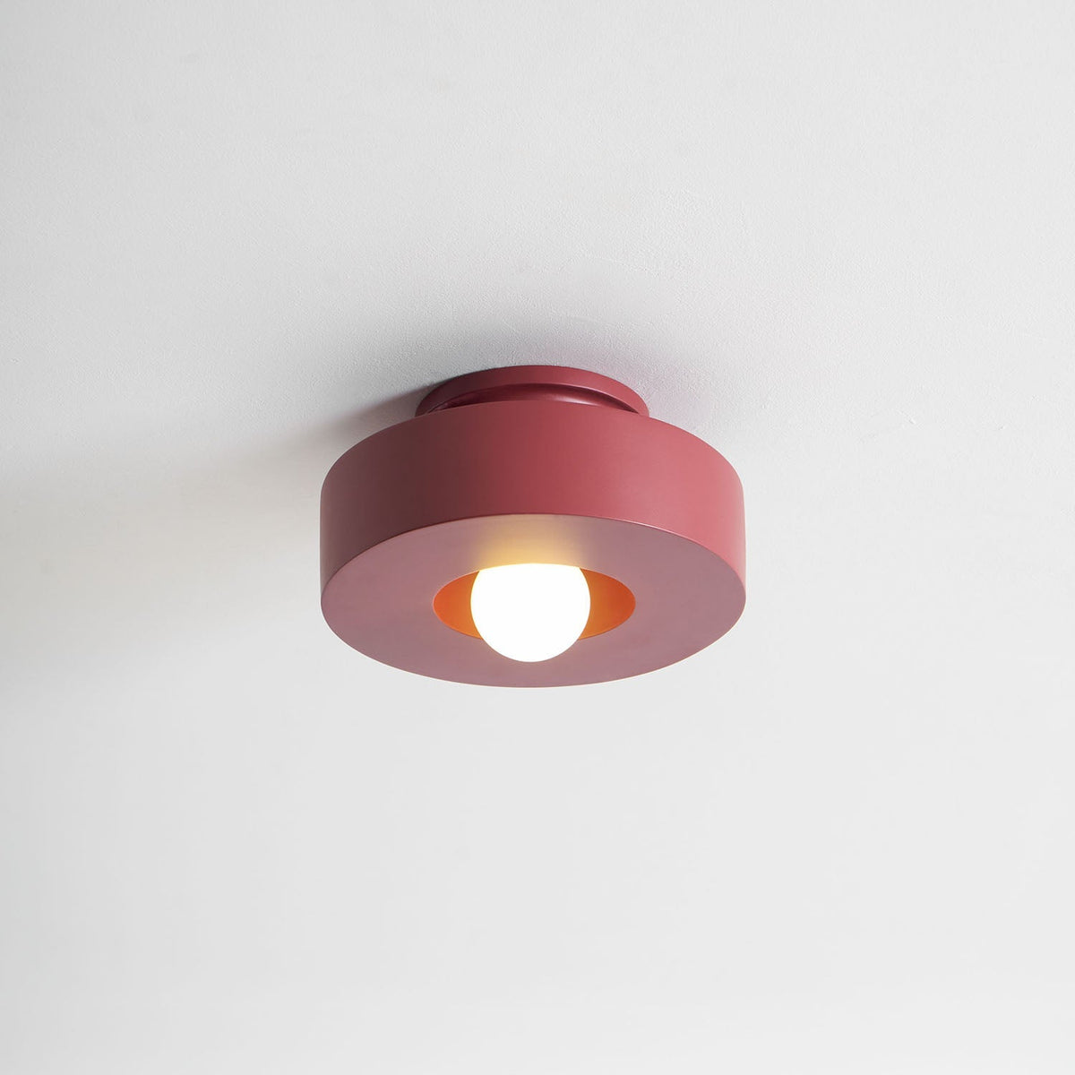 Sculptural Flush Mount Light 12 Inch Geometric Polymer Fixture E26 E27 for Bedroom Living Room Kitchen in Red Green Black