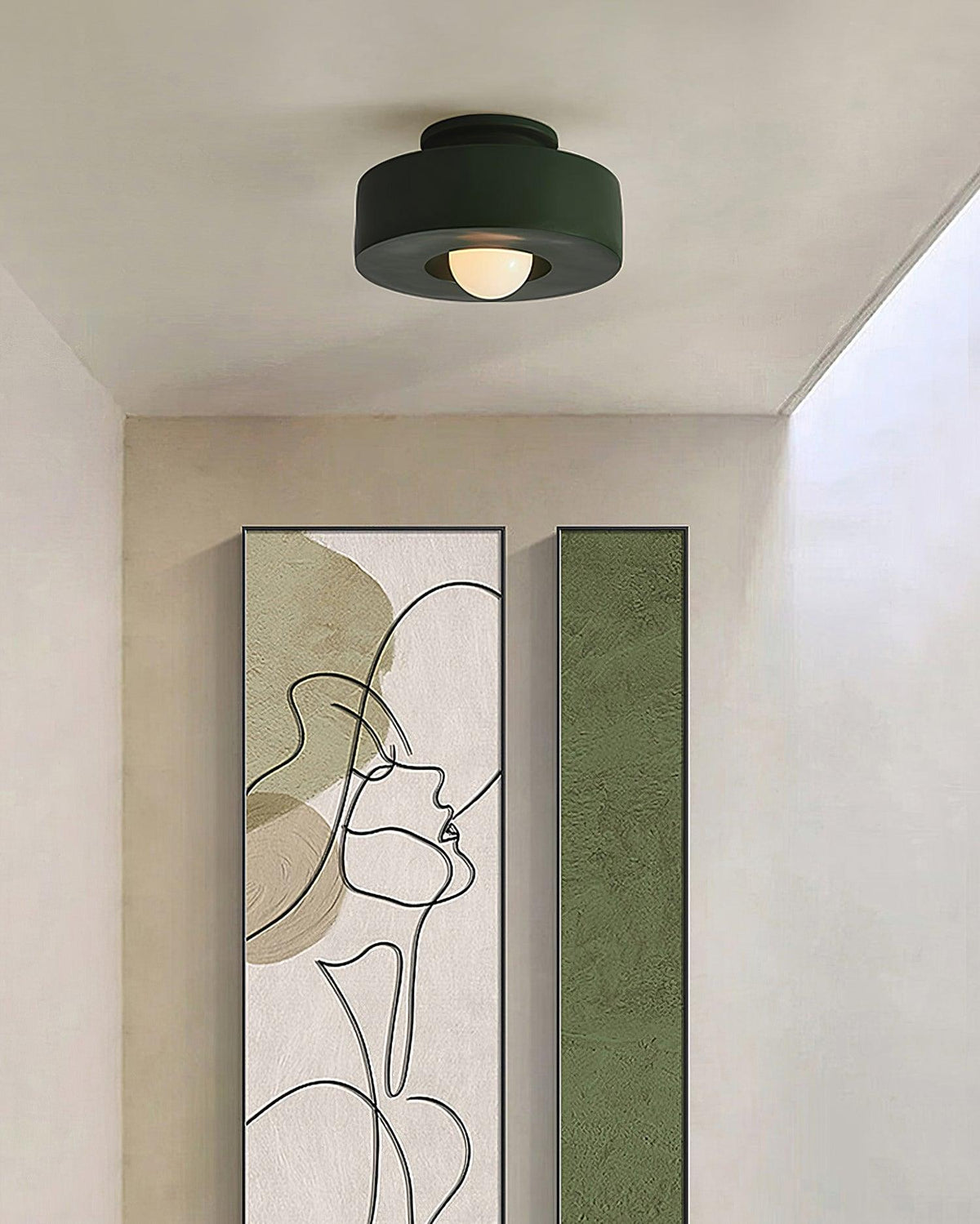 Sculptural Flush Mount Light 12 Inch Geometric Polymer Fixture E26 E27 for Bedroom Living Room Kitchen in Red Green Black