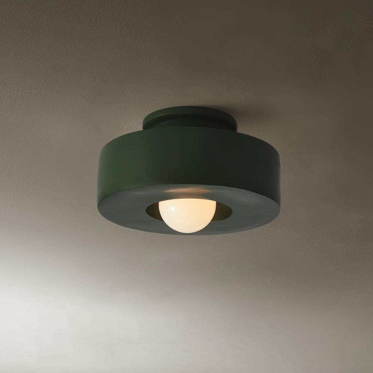 Sculptural Flush Mount Light 12 Inch Geometric Polymer Fixture E26 E27 for Bedroom Living Room Kitchen in Red Green Black