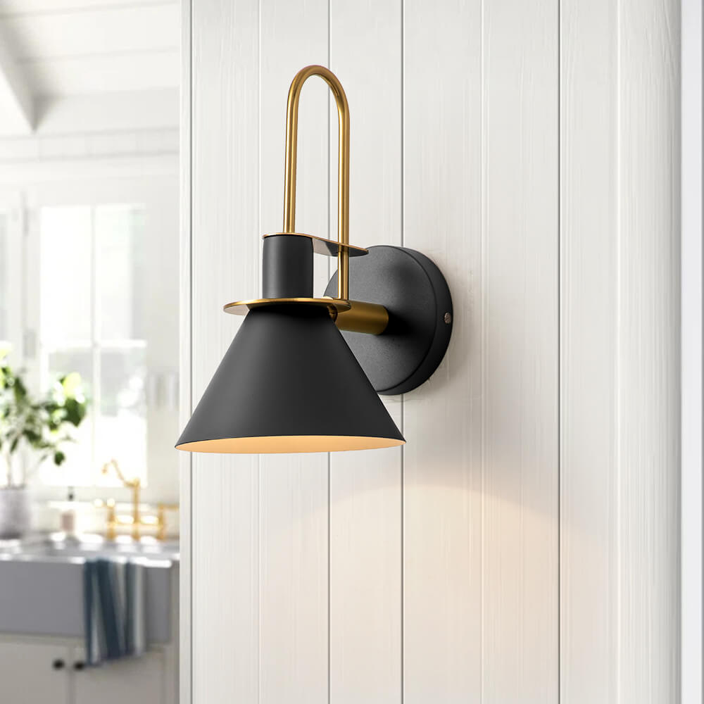 Adjustable Gooseneck Reading Sconce Metal Cone Shade Wall Light for Bedroom Hallway Nightstand Modern Mid-Century Bedside Downlight