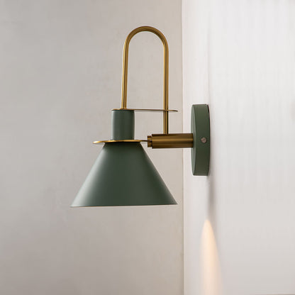Adjustable Gooseneck Reading Sconce Metal Cone Shade Wall Light for Bedroom Hallway Nightstand Modern Mid-Century Bedside Downlight