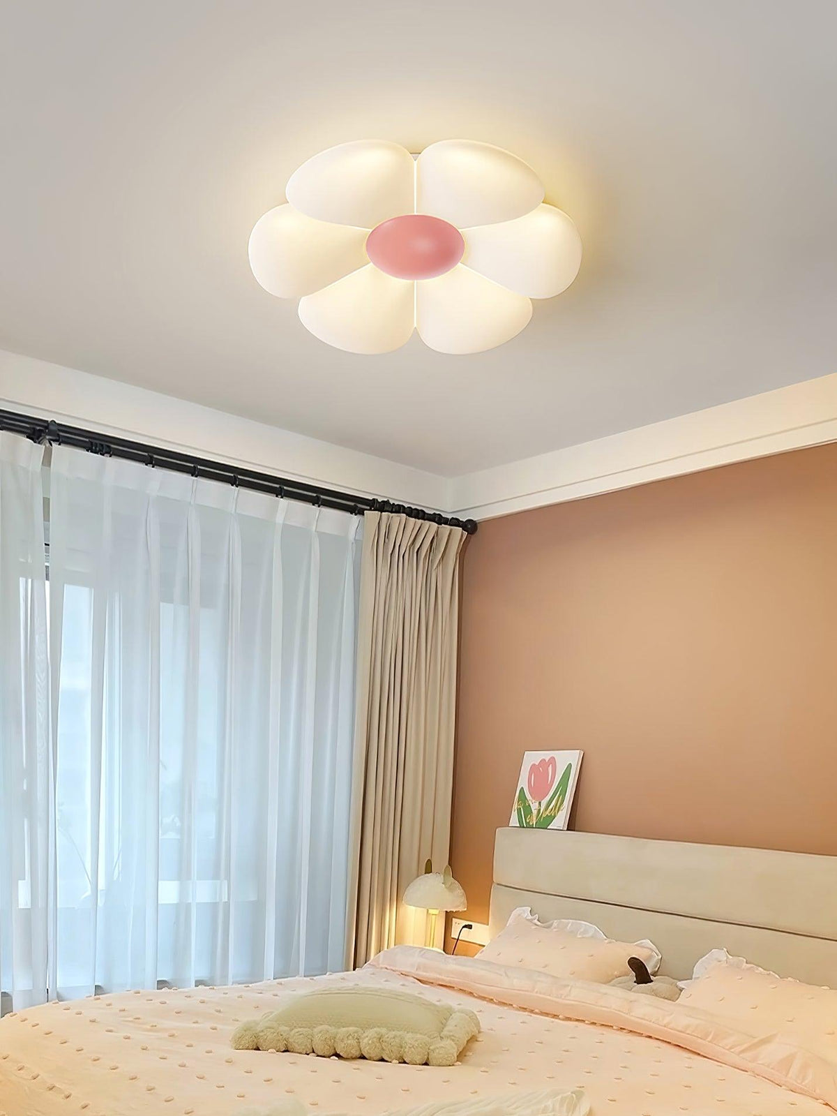 Flush Mount LED Ceiling Light 20 in Diameter Metal Acrylic Fixture for Bedrooms Dining Rooms Living Spaces Low Profile Modern Overhead Light