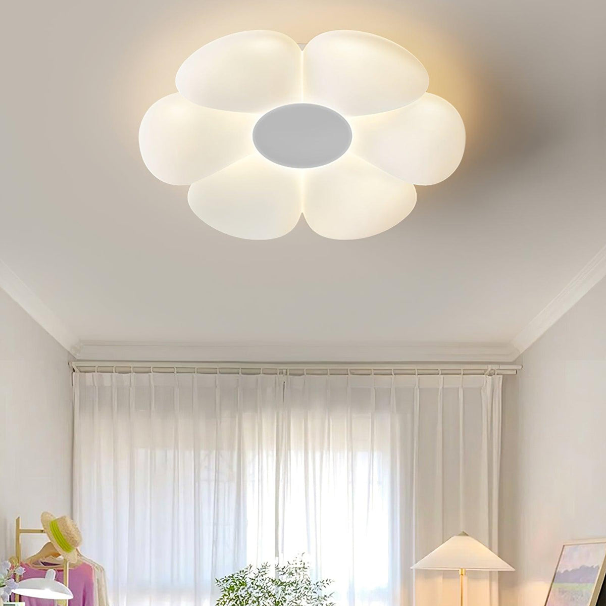 Flush Mount LED Ceiling Light 20 in Diameter Metal Acrylic Fixture for Bedrooms Dining Rooms Living Spaces Low Profile Modern Overhead Light