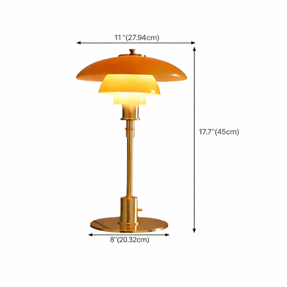Frosted Glass Desk Lamp 18 in Tall Gold Metal Base E27 Socket Rotary Switch for Nightstand Study Office Reading
