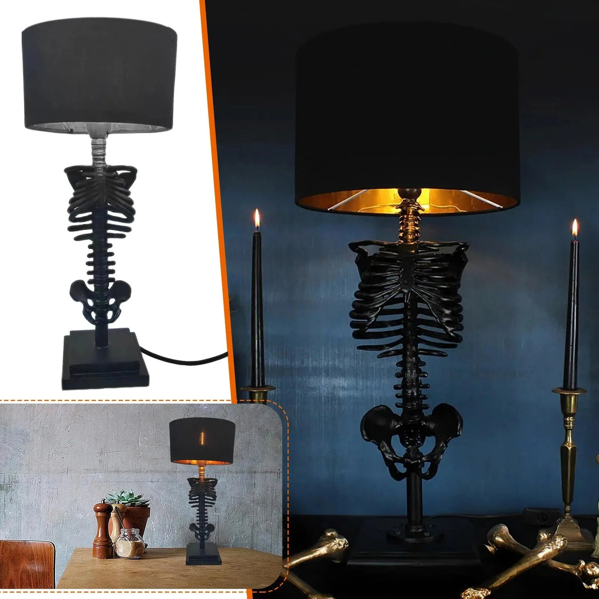 Skeleton Hand Table Lamp Gothic Skull Bedside Light Decorative Bone Art Sculpture Accent Lighting for Bedroom Office Living Room Halloween