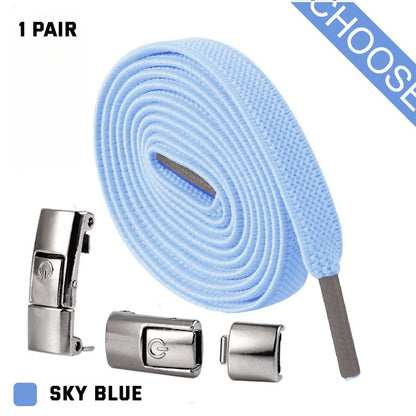 No-Tie Shoe Laces with Quick-Lock System – Elastic Lacing for Sneakers, Running Shoes & Everyday Footwear – One-Click Easy On/Off Closure
