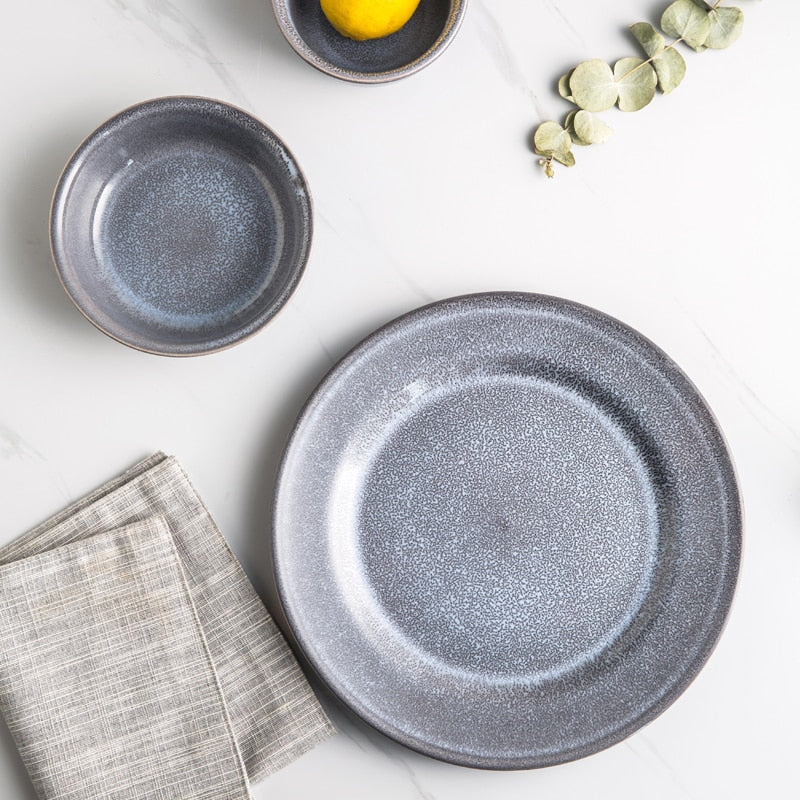 Slate Ceramic Dinnerware Set – Elegant Glossy Finish for Everyday and Special Occasions