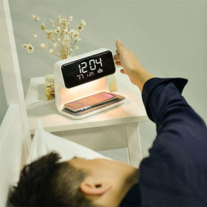 Digital Alarm Clock with Wireless Charging Pad – Modern Design
