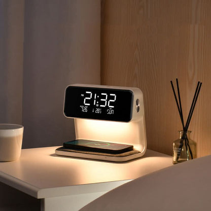 Digital Alarm Clock with Wireless Charging Pad – Modern Design
