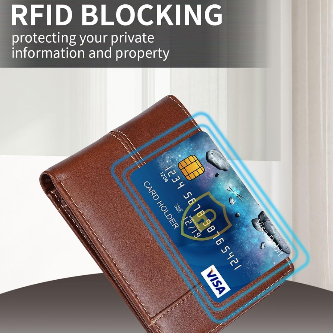 Mens Wallets, RFID Blocking Bifold Wallet for Men with 16 Card Slots and ID Compartment, Slim Genuine Leather Wallet