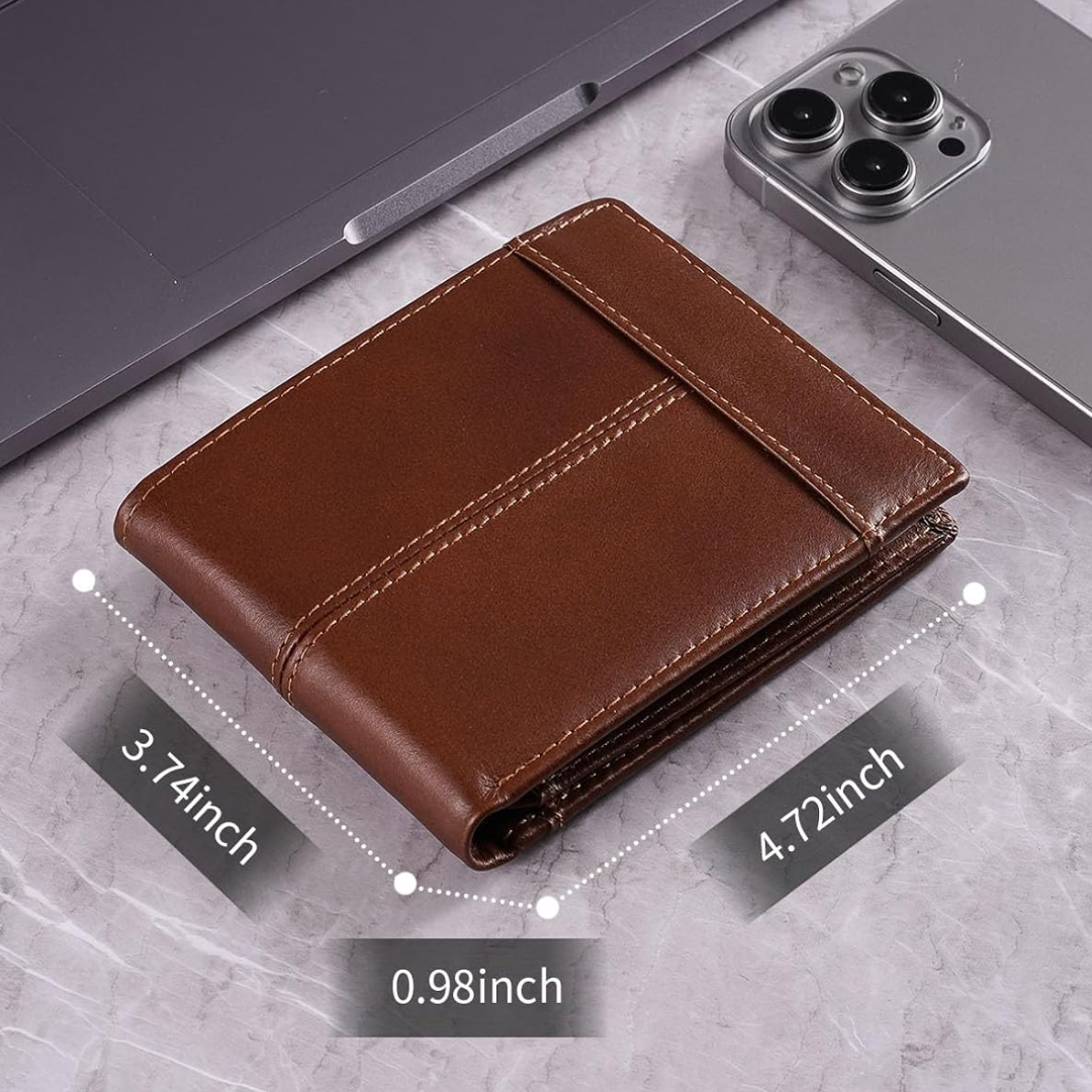 Mens Wallets, RFID Blocking Bifold Wallet for Men with 16 Card Slots and ID Compartment, Slim Genuine Leather Wallet