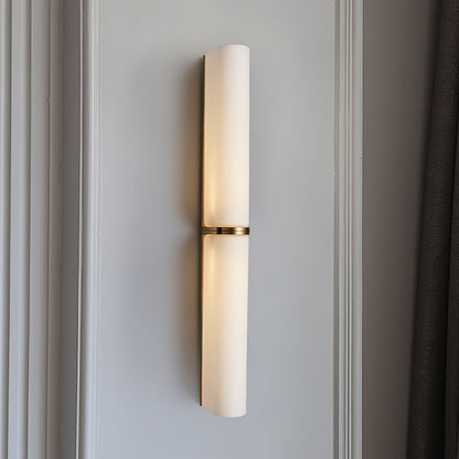 Glass Wall Sconce 2-Light Modern LED Fixture with Metal Frame for Bedroom Living Room Hallway
