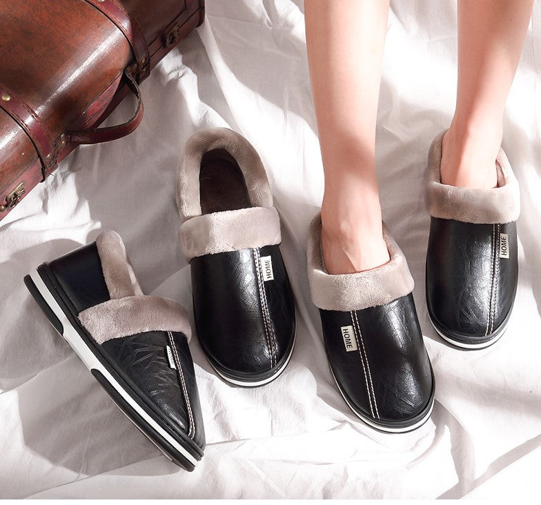 Waterproof Plush-Lined House Slippers with Anti-Slip Sole for Indoor & Outdoor Winter Comfort
