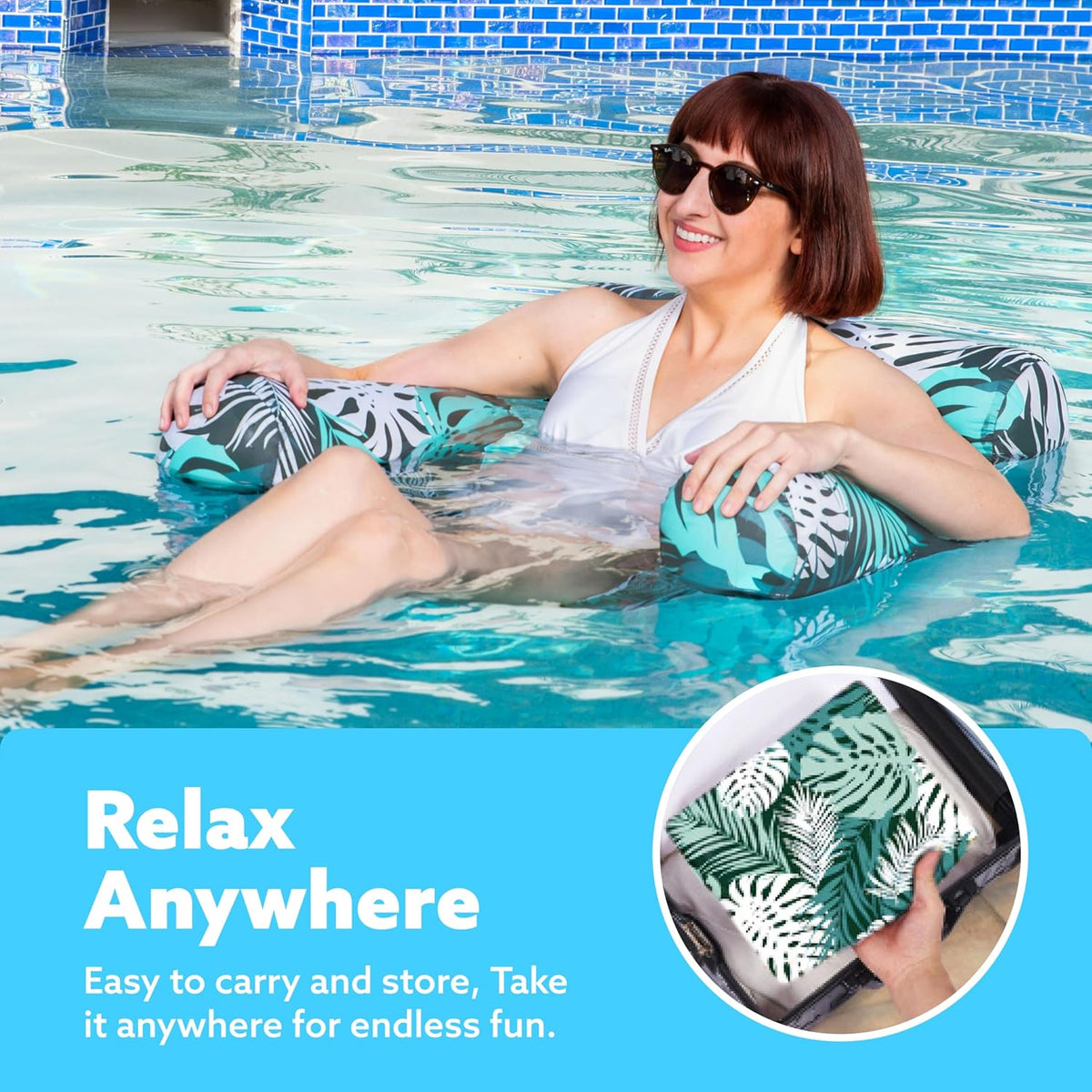 Pool Floats, Inflatable Pool Float Chair with Cooling Mesh Seat and Adjustable Backrest, Pool Lounger Set of 2
